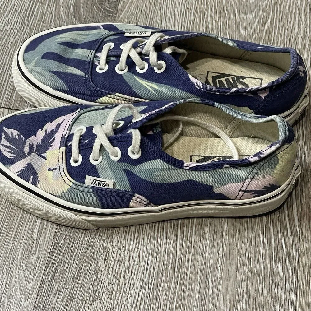 Vans Authentic Navy & Marshmallow Hawaiian design casual sneakers Women’s Size 5 - Picture 3 of 6
